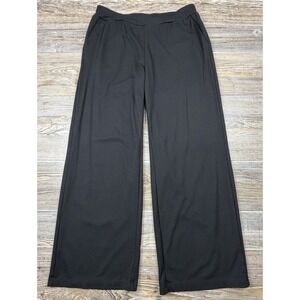 Chico's Weekend Wide Leg Pants Slinky Comfy Black Rayon Blend Minimalist‎ Size 1